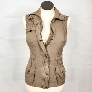 Ashley By 26 International Outerwear Tan Utility Vest Sz S